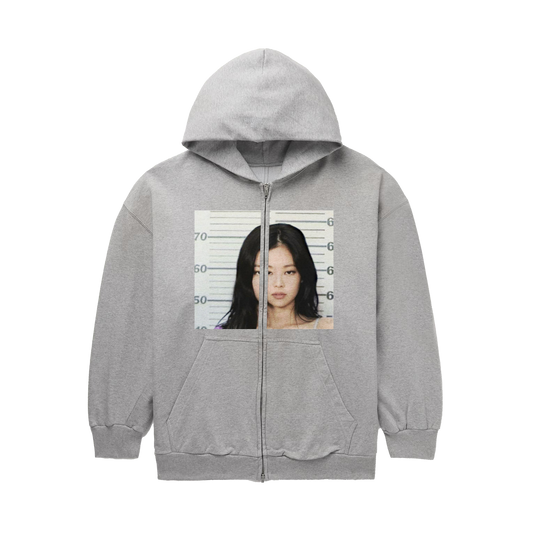 Free Jennie Kim Hooded Zip Up (Gray)