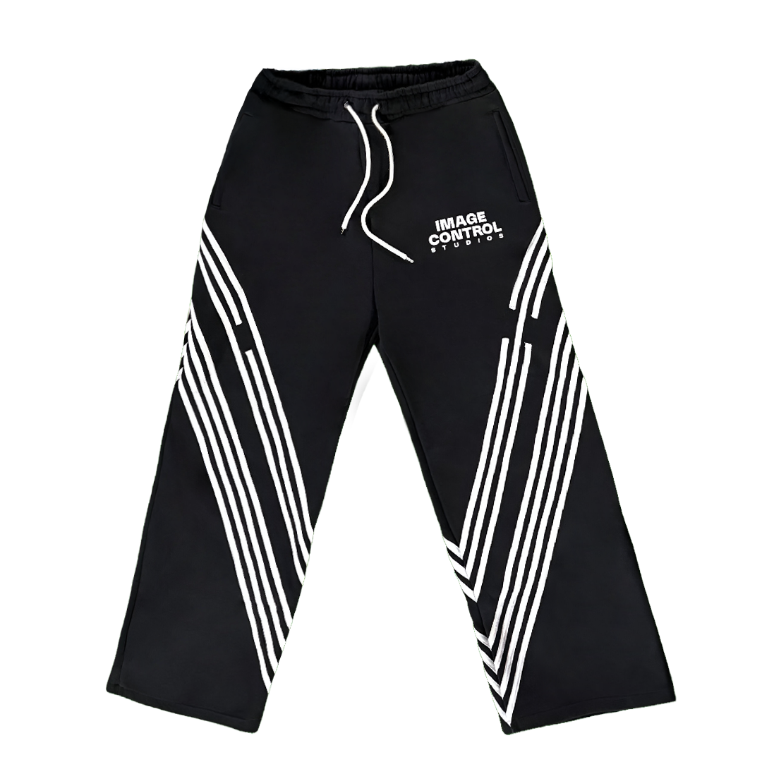 Black South Korea Stripes Sweatpants