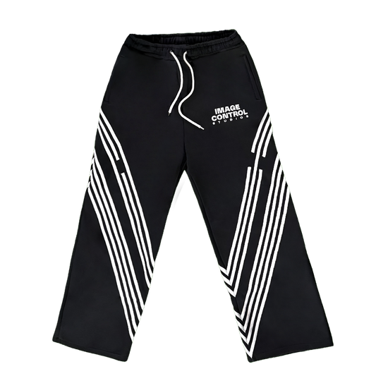 Black South Korea Stripes Sweatpants